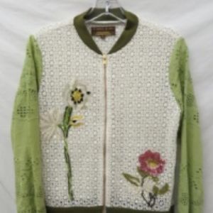 Varun Bahl White-Green Lace Coat